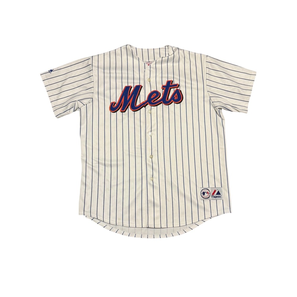 Majestic New York Mets David Wright 5 Pinstripe Baseball Jersey Mens XL White